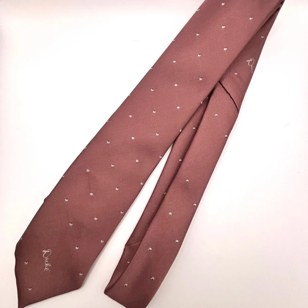 Vintage Lilly Dache Silk Tie Embroidered Dusty Pink Gray Blue 56.5 in USA